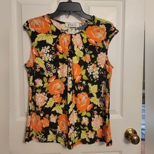 Kasper Floral Sleeveless Blouse